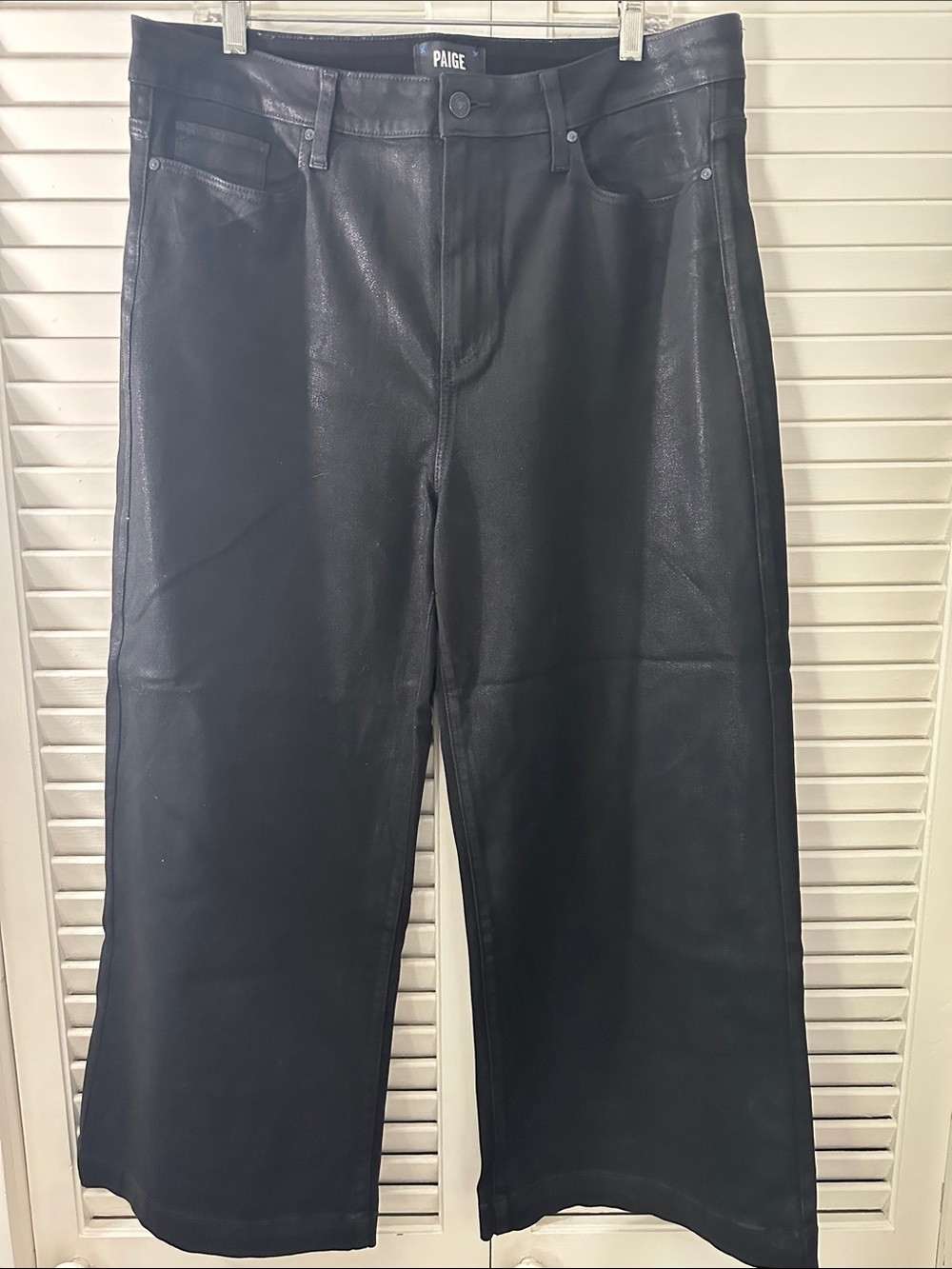 PAIGE Black Sparkle wash Anessa Wide Leg cropped Relaxed womens Jeans